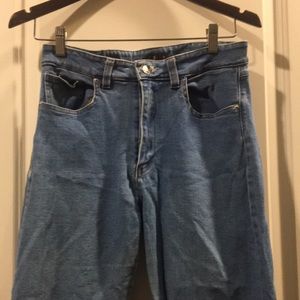 Tres‎ 3 jeans High Rise/ High waist Distressed straight leg fringed hem size M